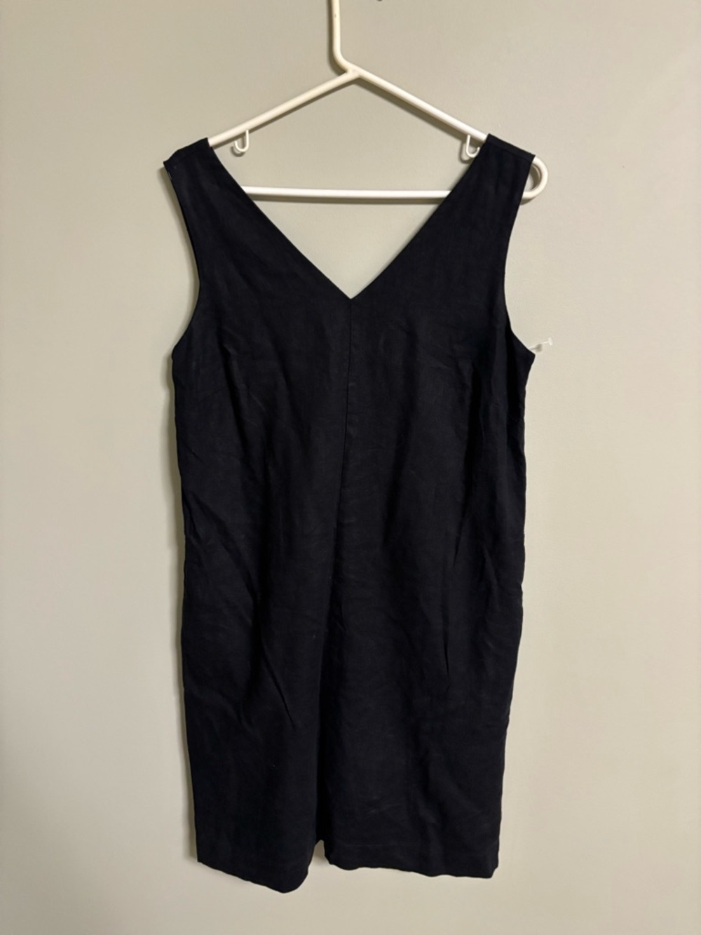 Ophelia Roe Black Linen Blend Sleeveless Shift Dress Size Medium V Neck Capsule